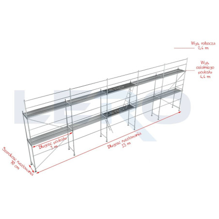 Nowe rusztowanie elewacyjne systemu PLETTAC wys. 6,4m dł. 15m 96m2 - DREWNO