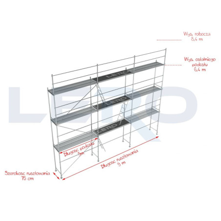 Nowe rusztowanie elewacyjne systemu PLETTAC wys. 8,4m dł. 9m 76 m2