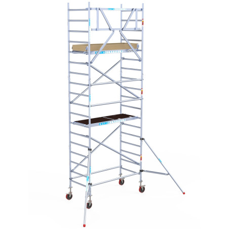 Rusztowanie Euroscaffold Basic 0,75 x 250 wysokość 6,2m na kółkach ze wsparciem