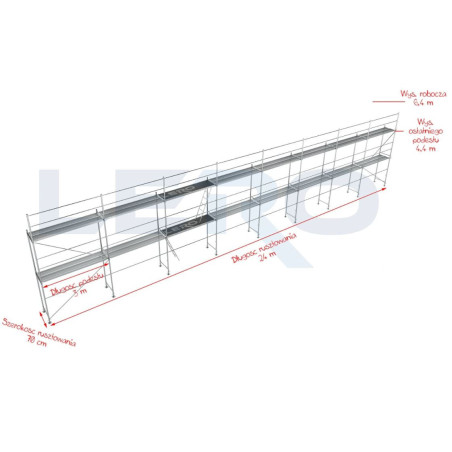 Rusztowanie elewacyjne w systemie Plettac wys. 6,4m dł. 24m 154m2