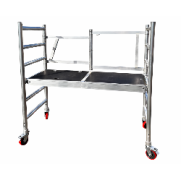 Rusztowanie przegubowe aluminiowe AKSO Compact 74 x 150 rozłożone, wysokość robocza 2,9 m, wersja bez poręczy